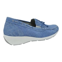 Женские комфортные туфли-лоферы Waldlaufer Kina (голубые) 685502